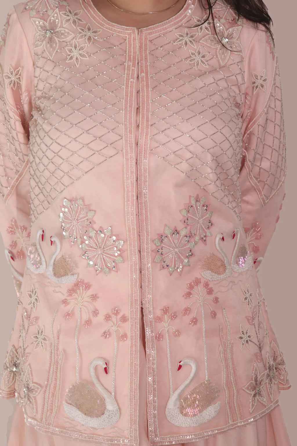Swan jacket with flared pants