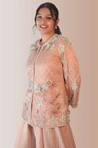 flowered jacket with flared pants