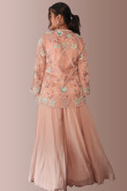 flowered jacket with flared pants