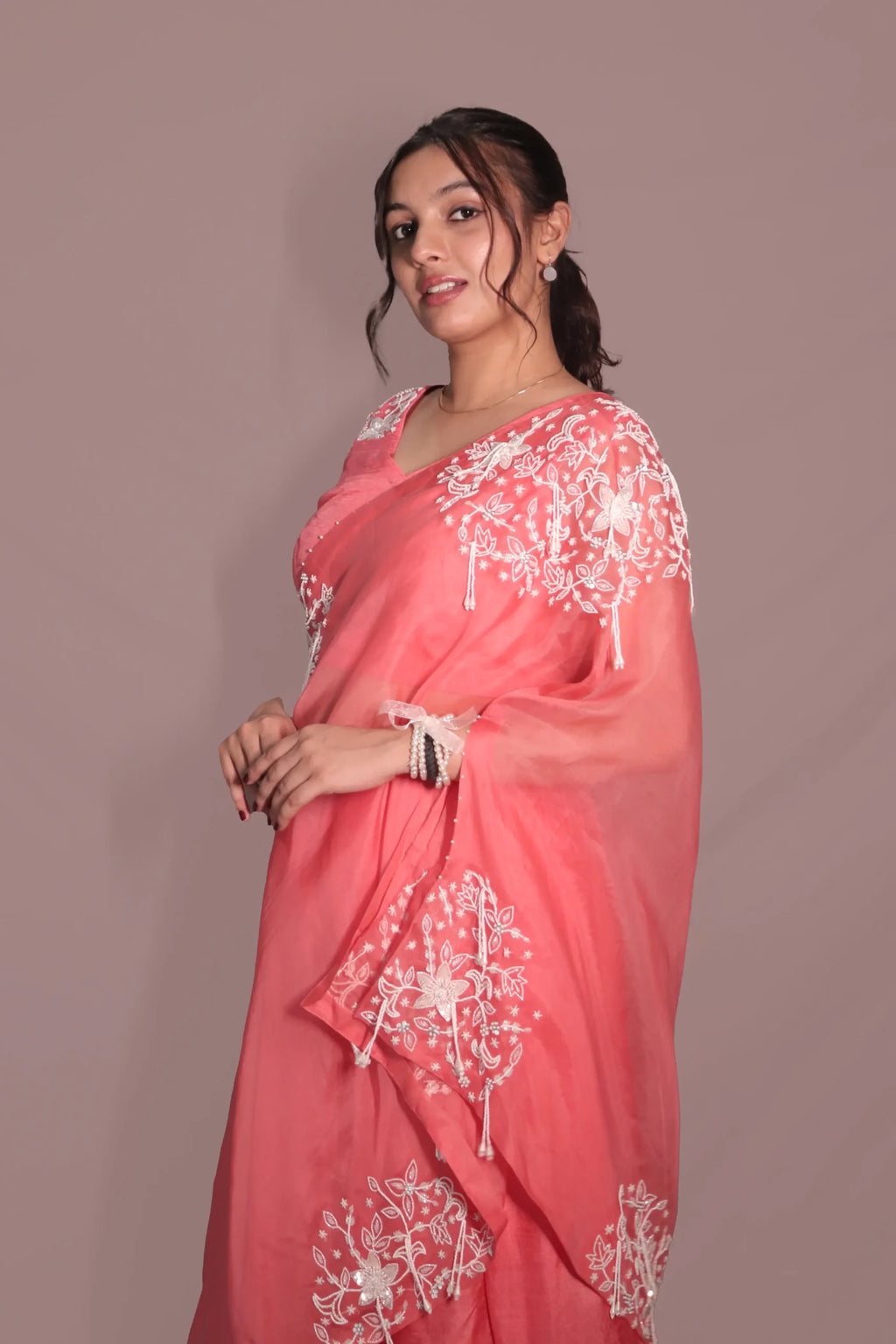 One shoulder cape with flared pants