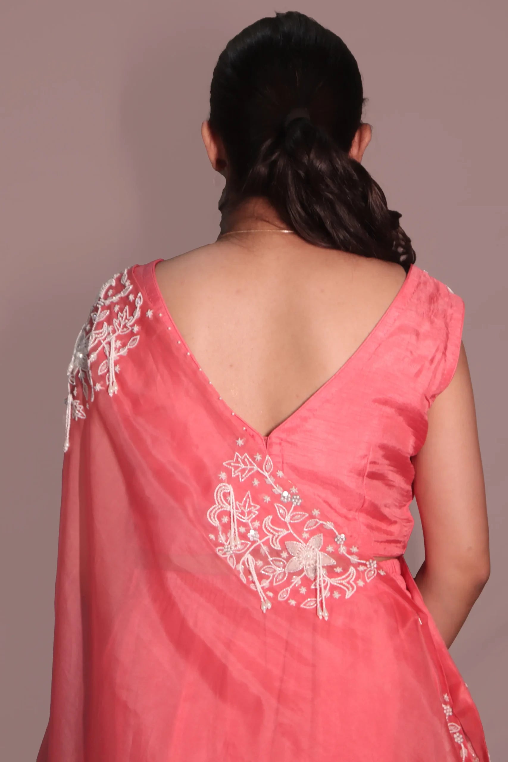 One shoulder cape with flared pants