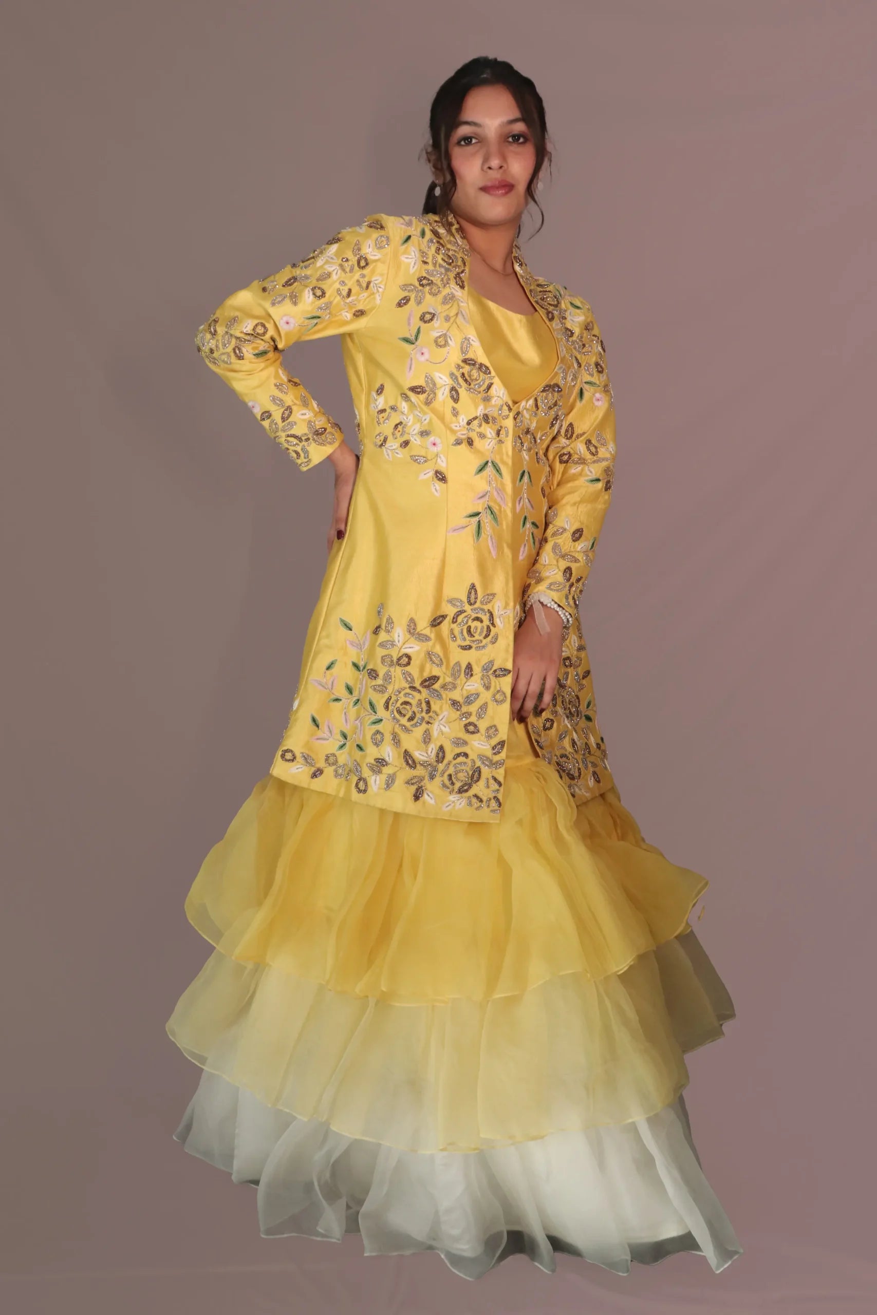 Sapphire jacket with ruffle skirt