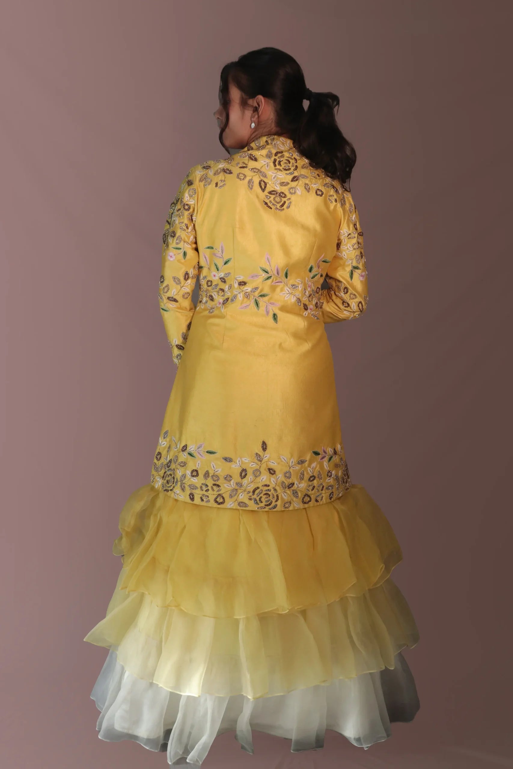 Sapphire jacket with ruffle skirt