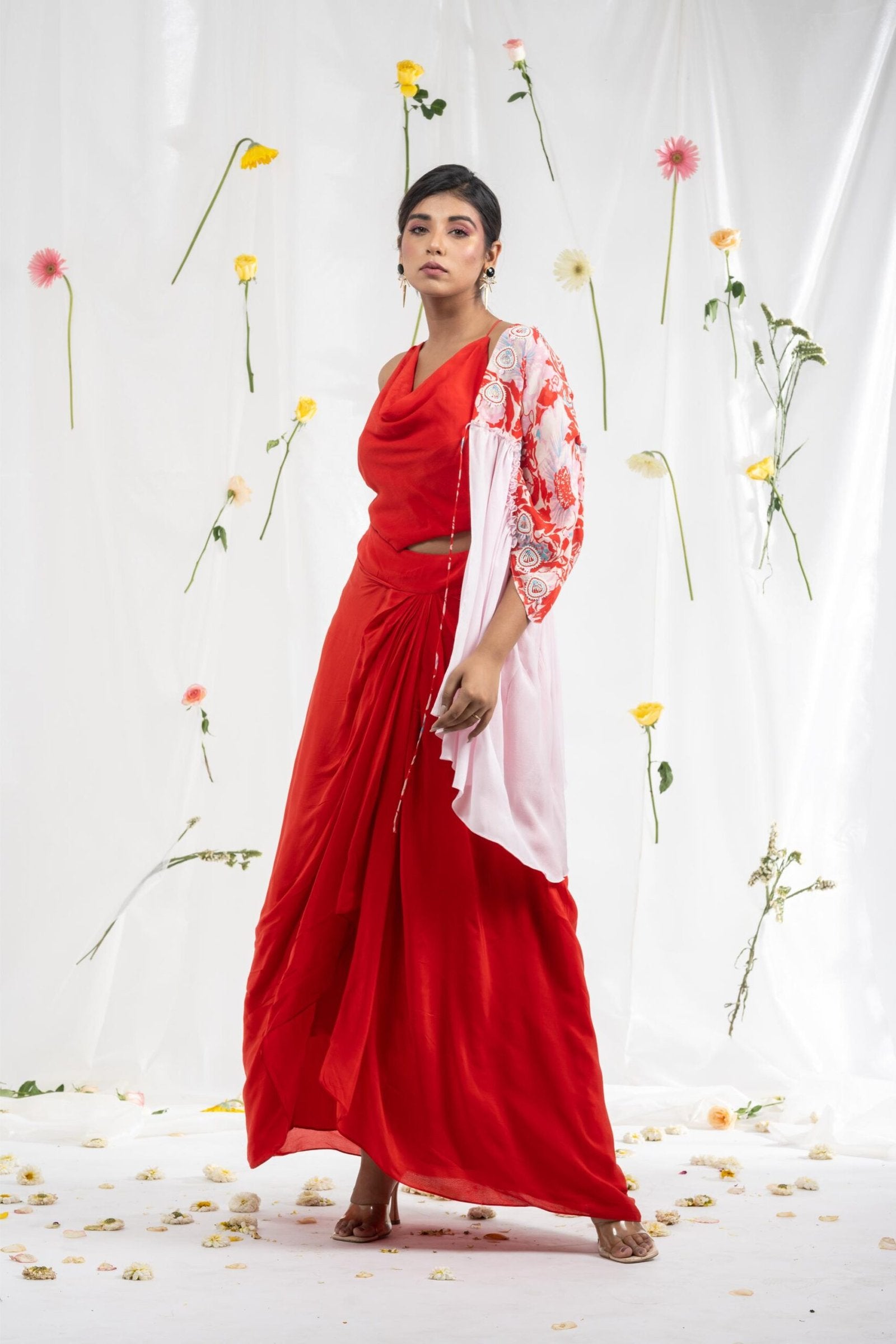 Drape skirt with top and cape