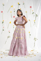 Mauve tulip lehenga set