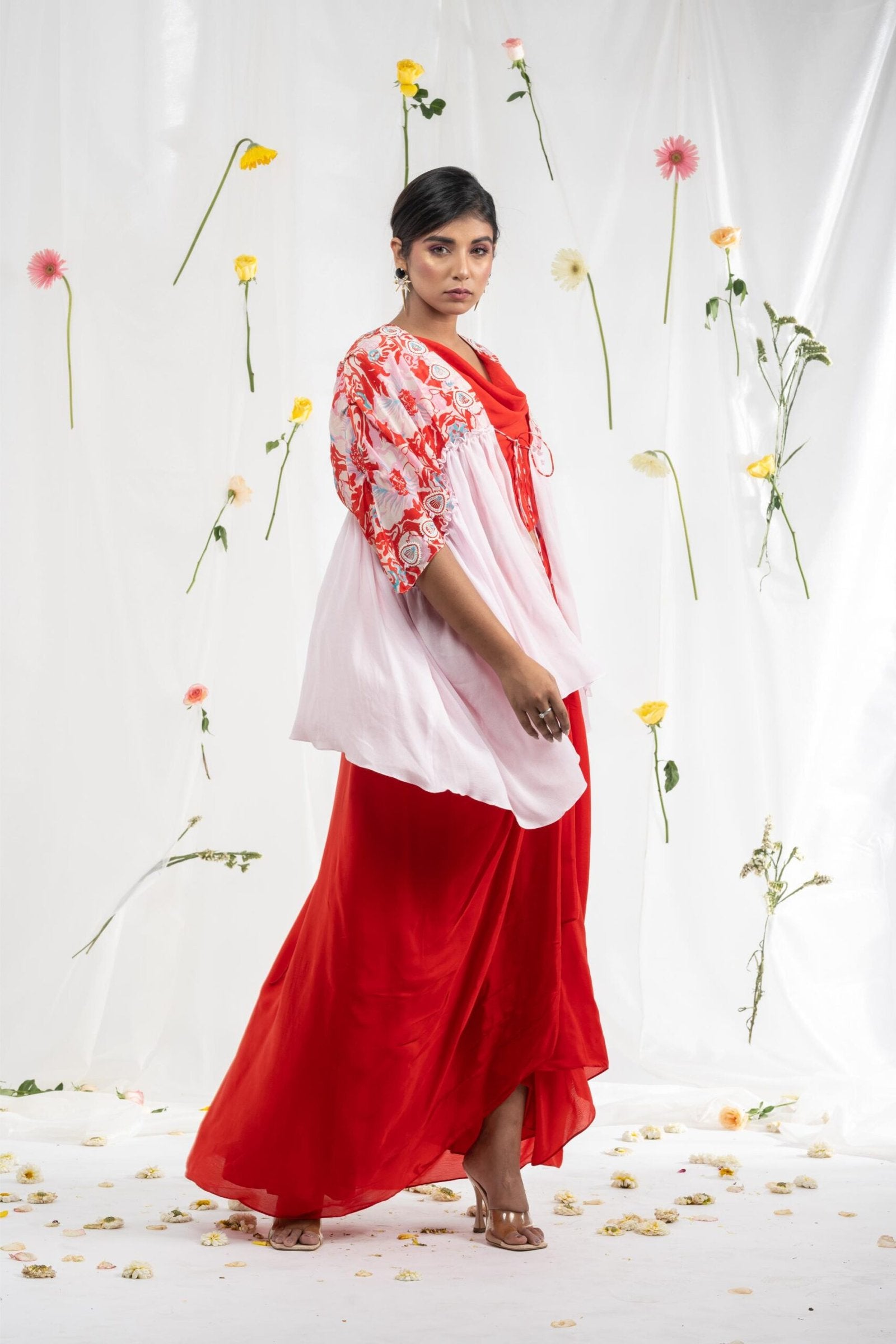 Drape skirt with top and cape