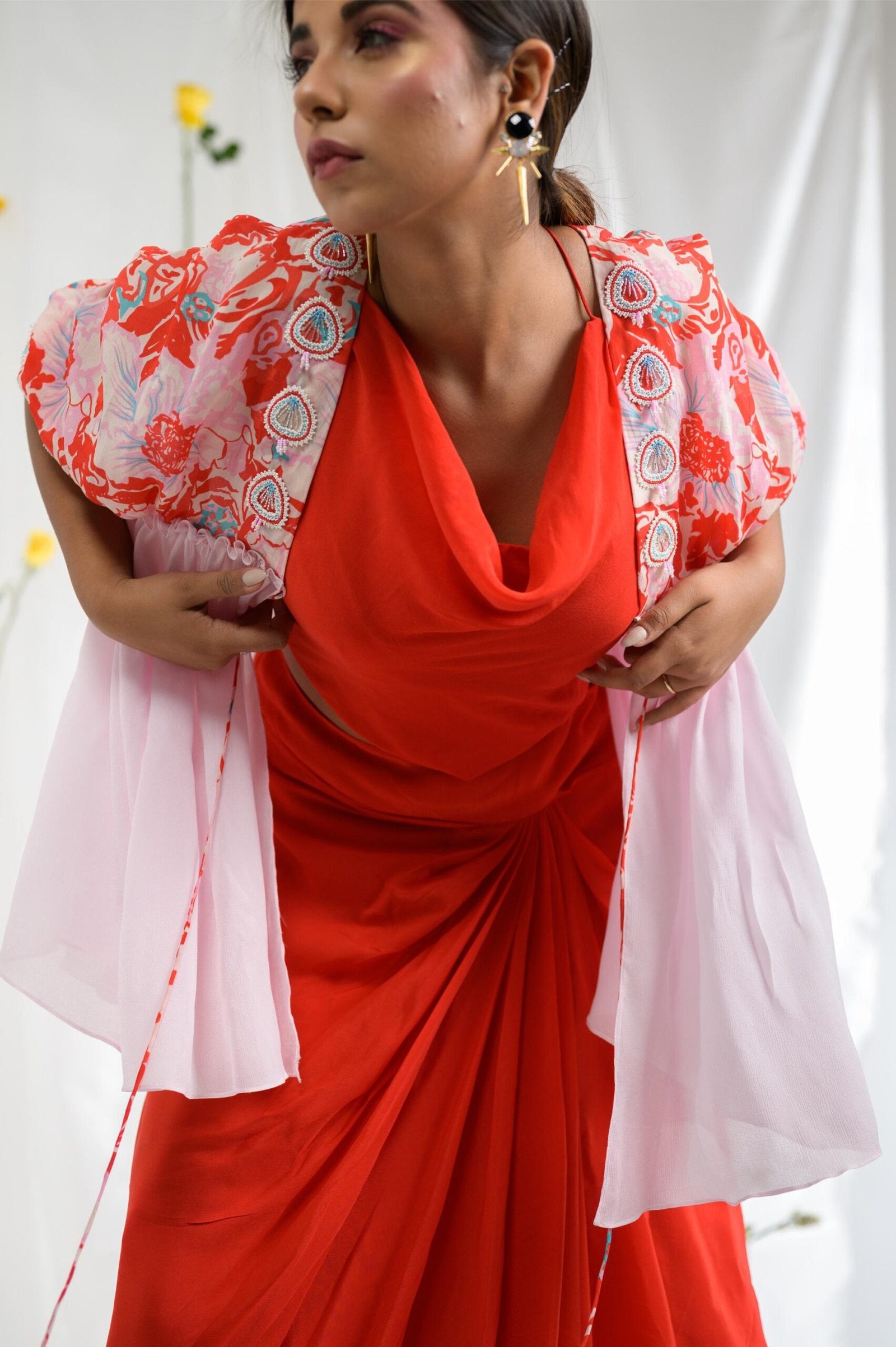 Drape skirt with top and cape