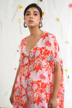 Long cape with flared pants