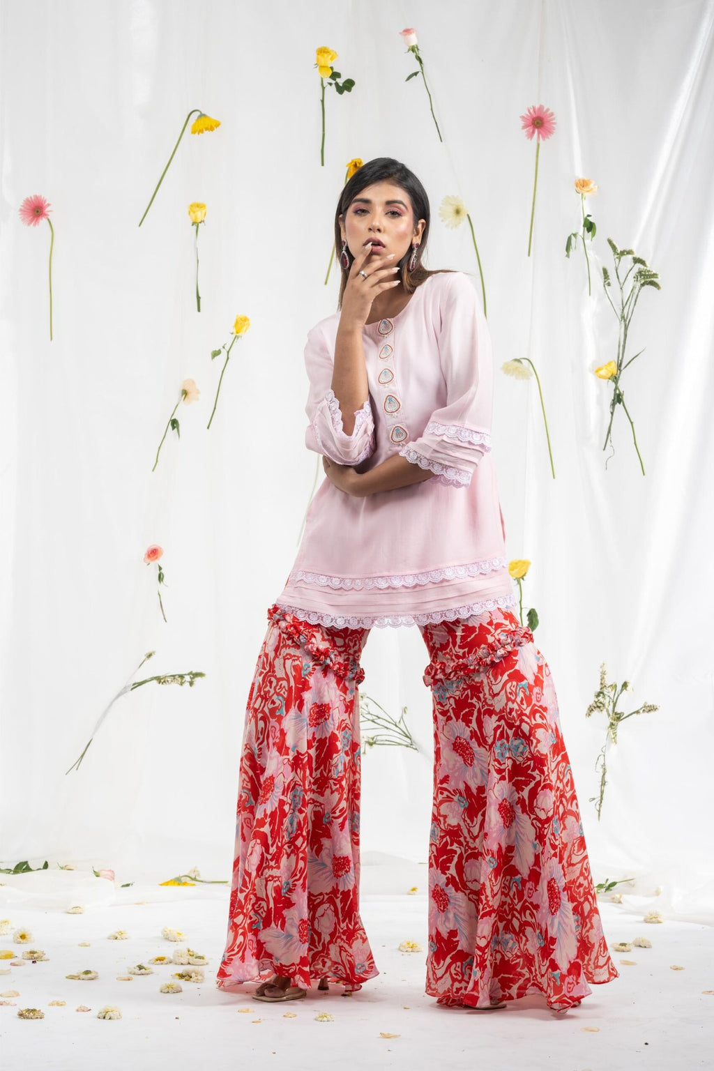 Digital printed sharara with short kurta