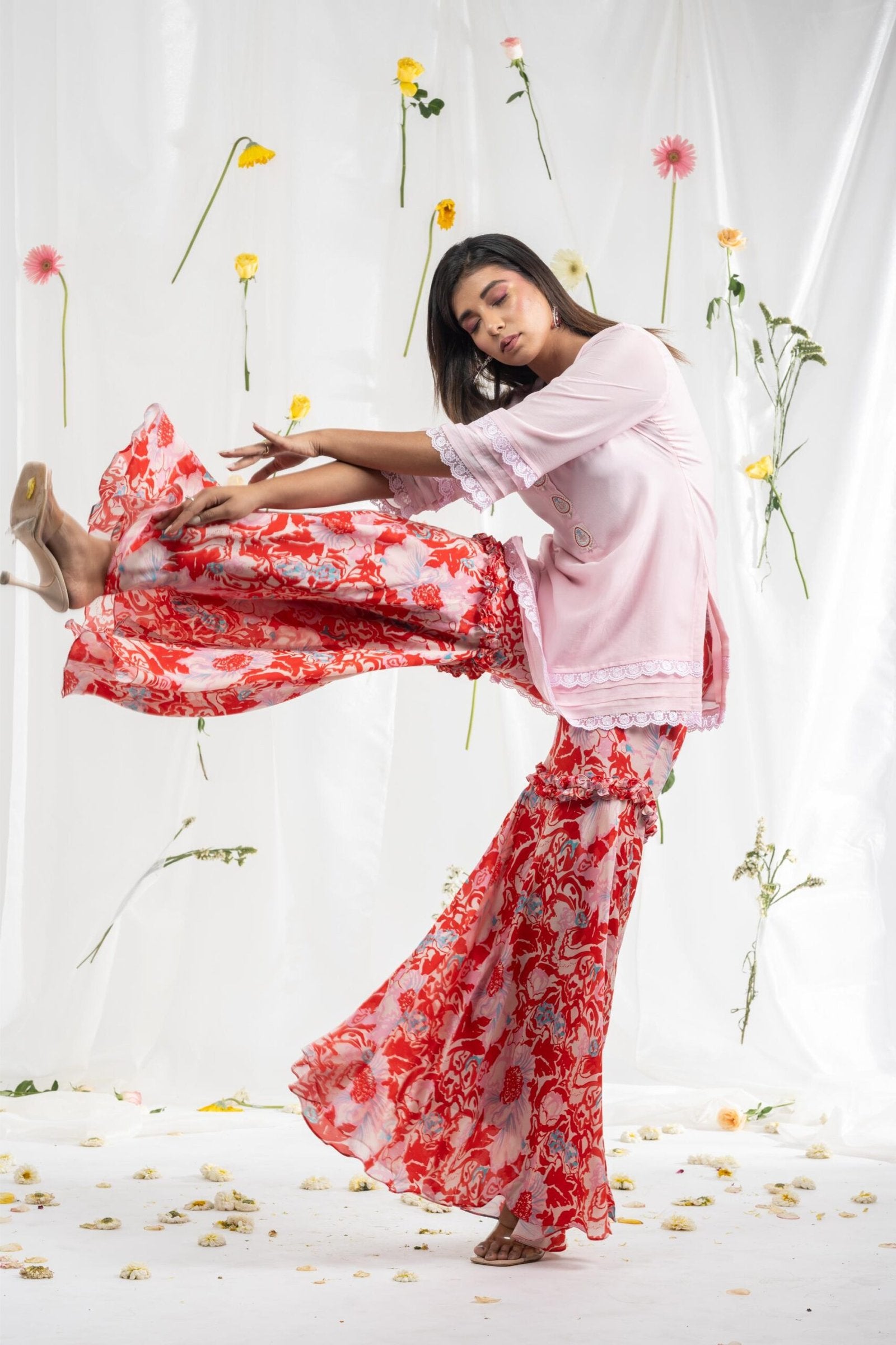 Digital printed sharara with short kurta