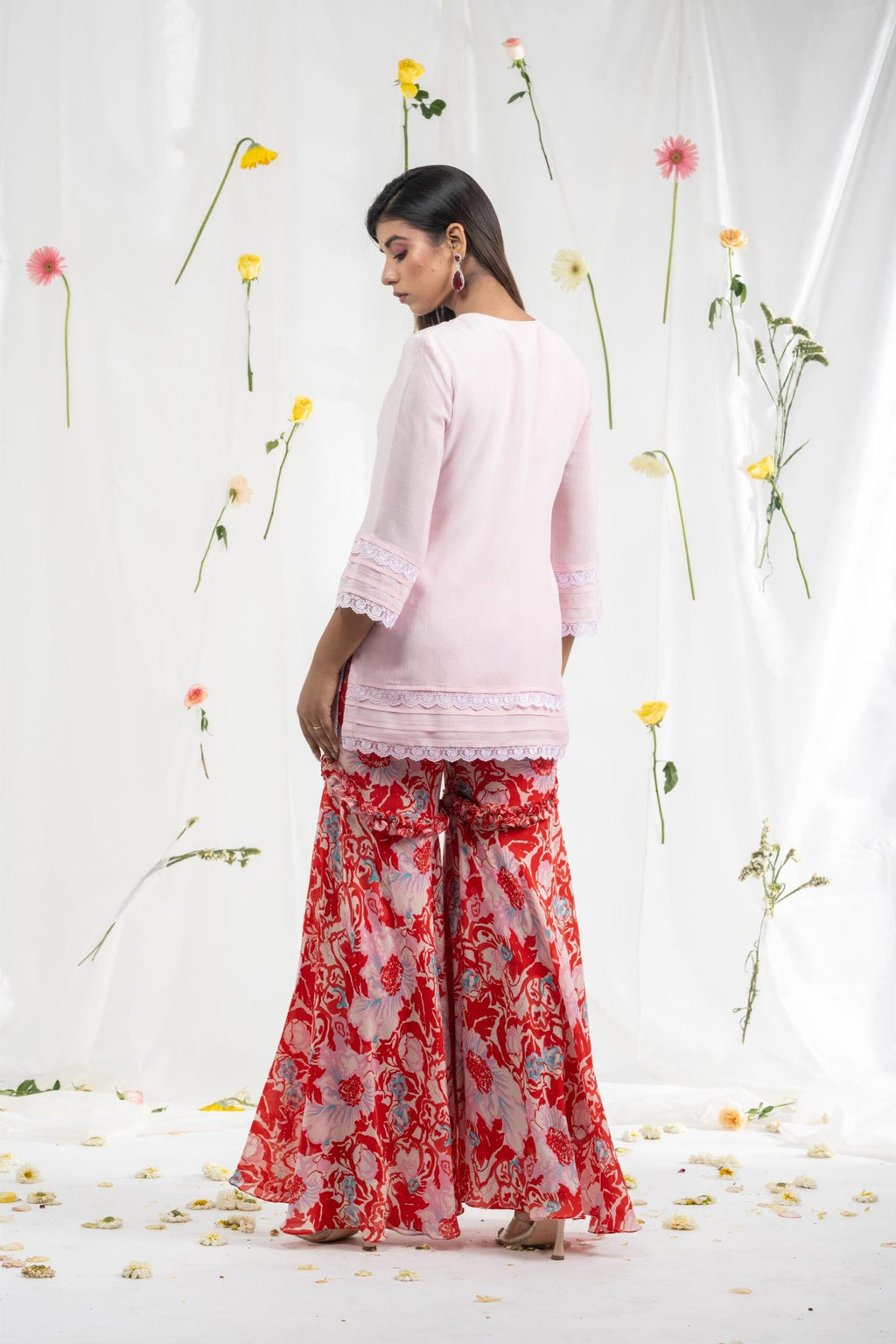 Digital printed sharara with short kurta