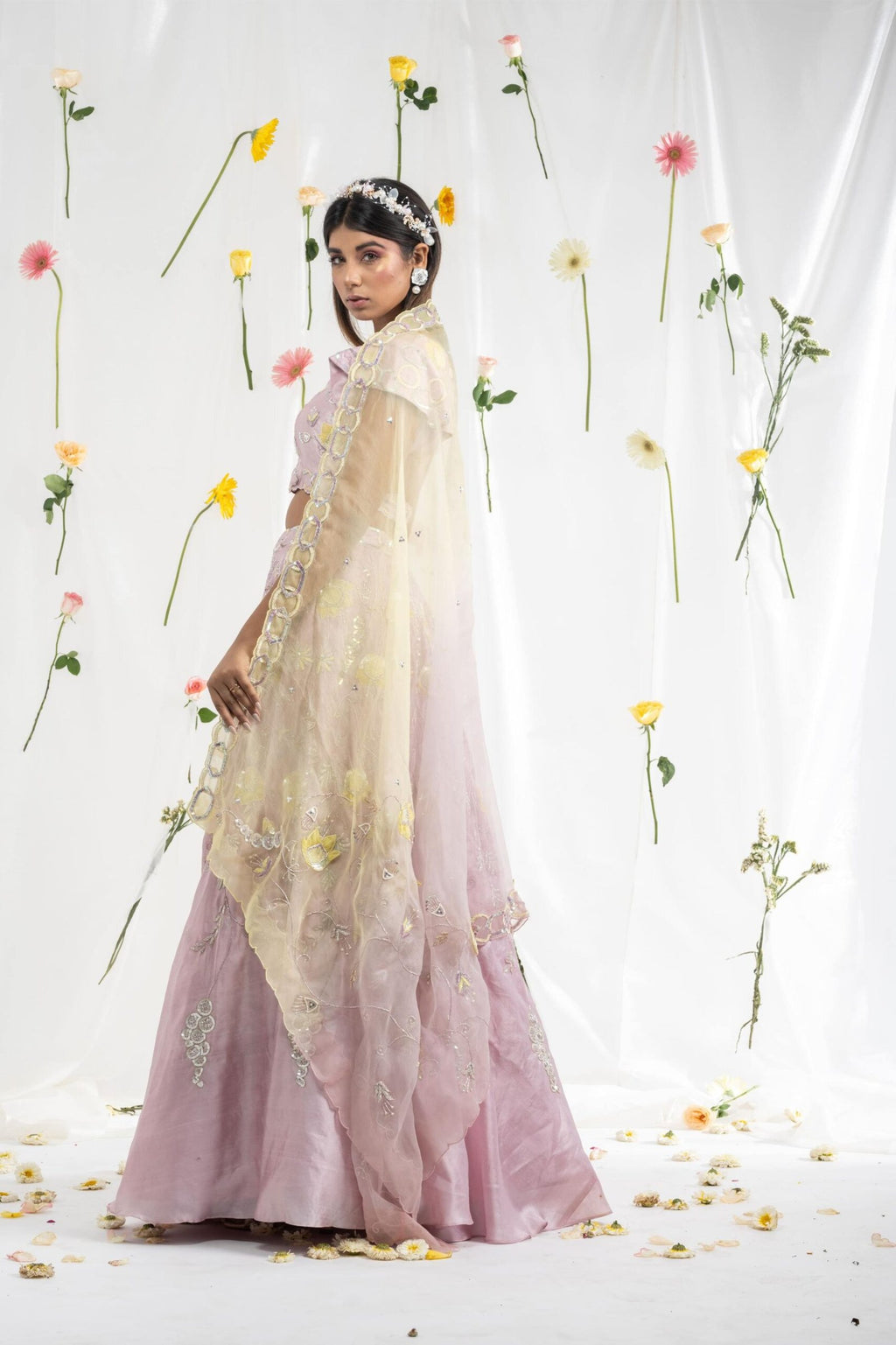 Mauve tulip lehenga set