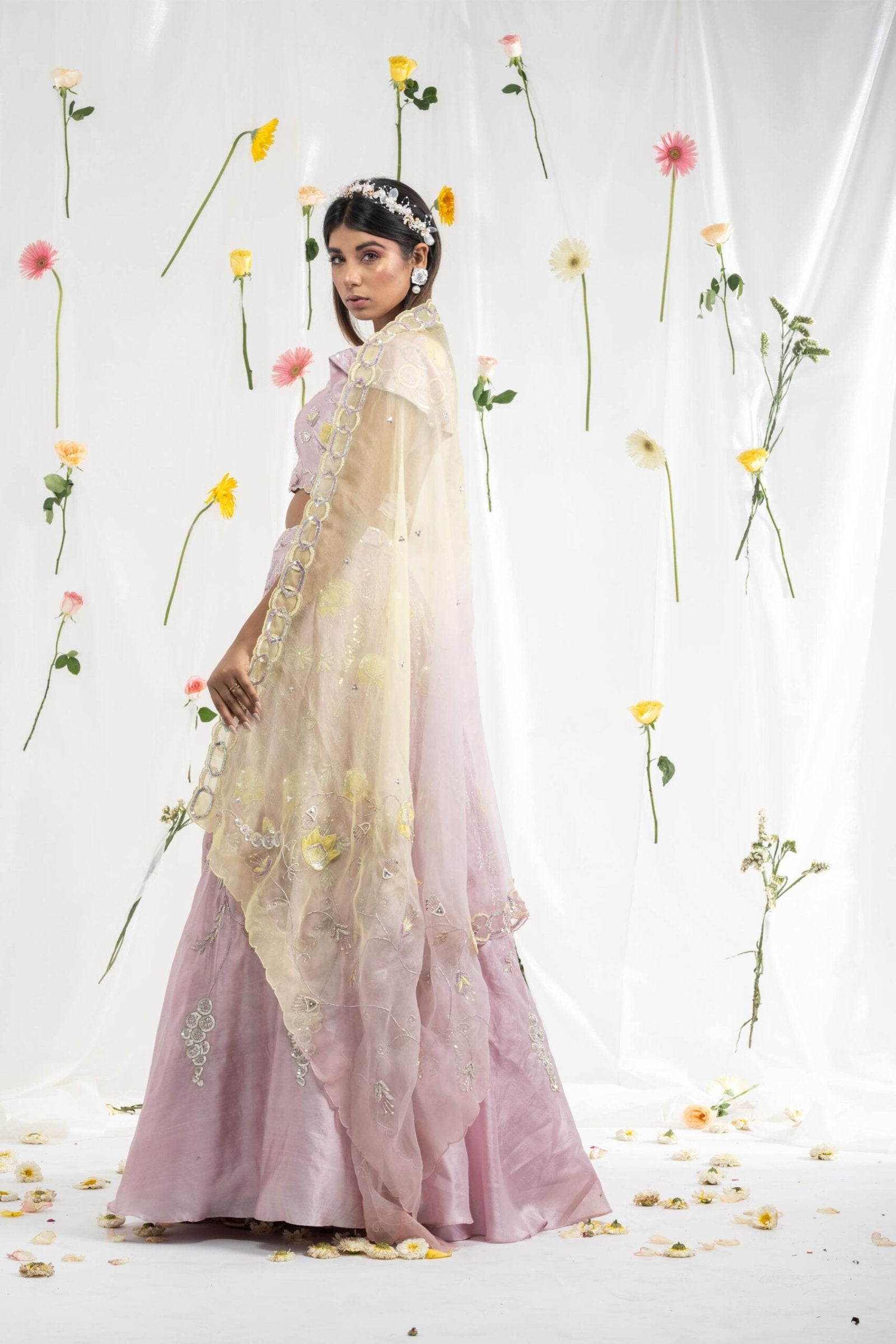 Mauve tulip lehenga set