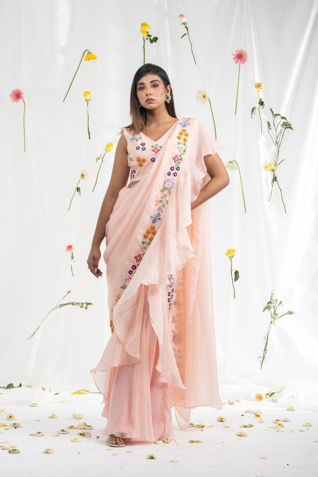 Freshia ruffle saree set