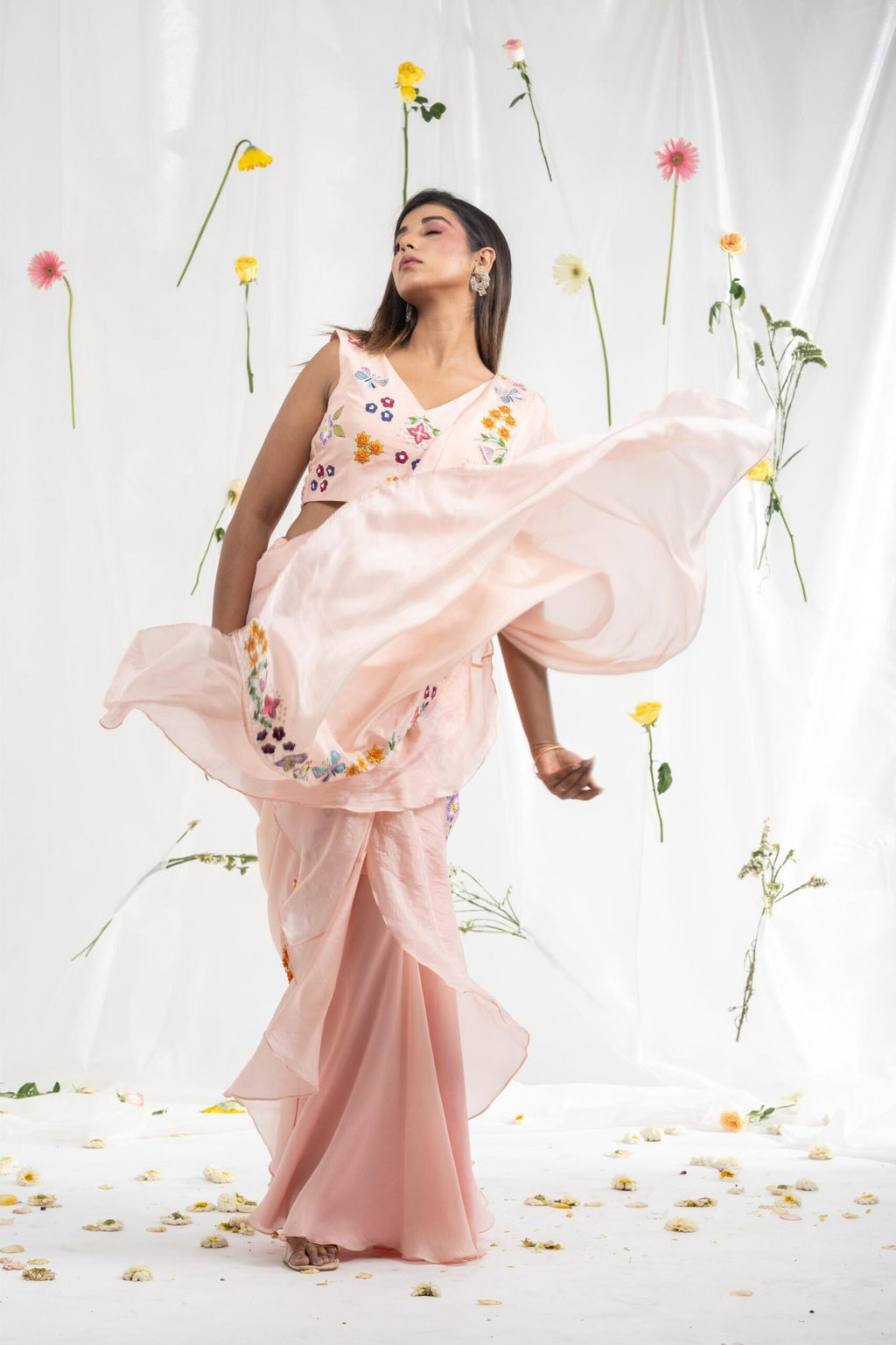 Freshia ruffle saree set