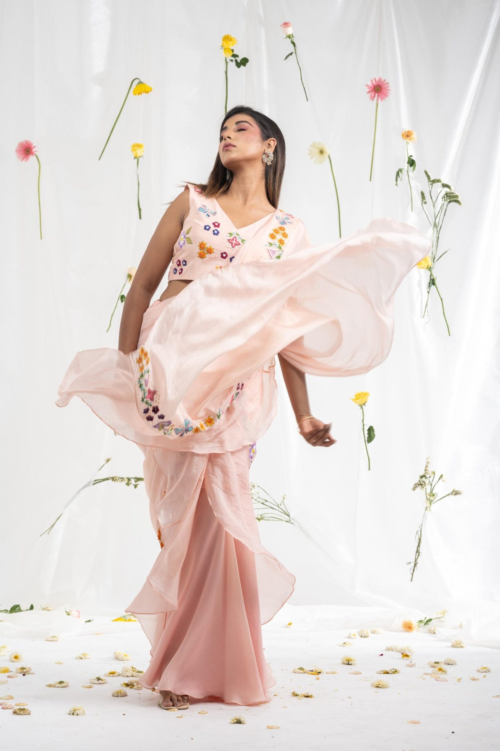 Freshia ruffle saree set