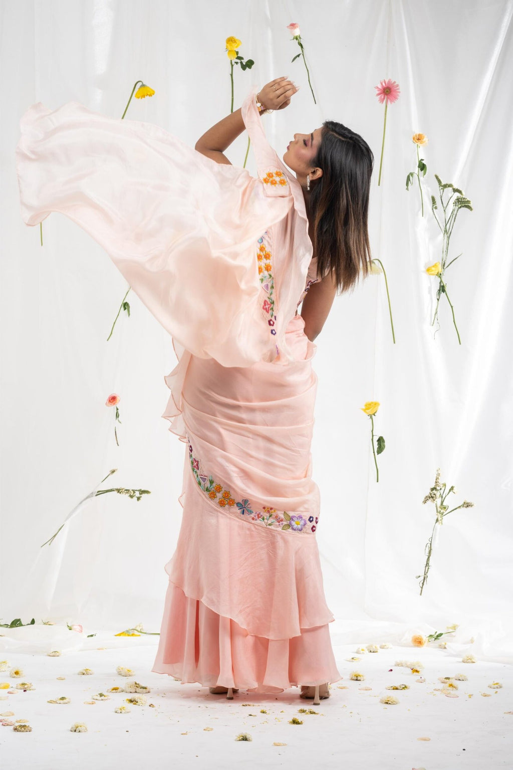 Freshia ruffle saree set