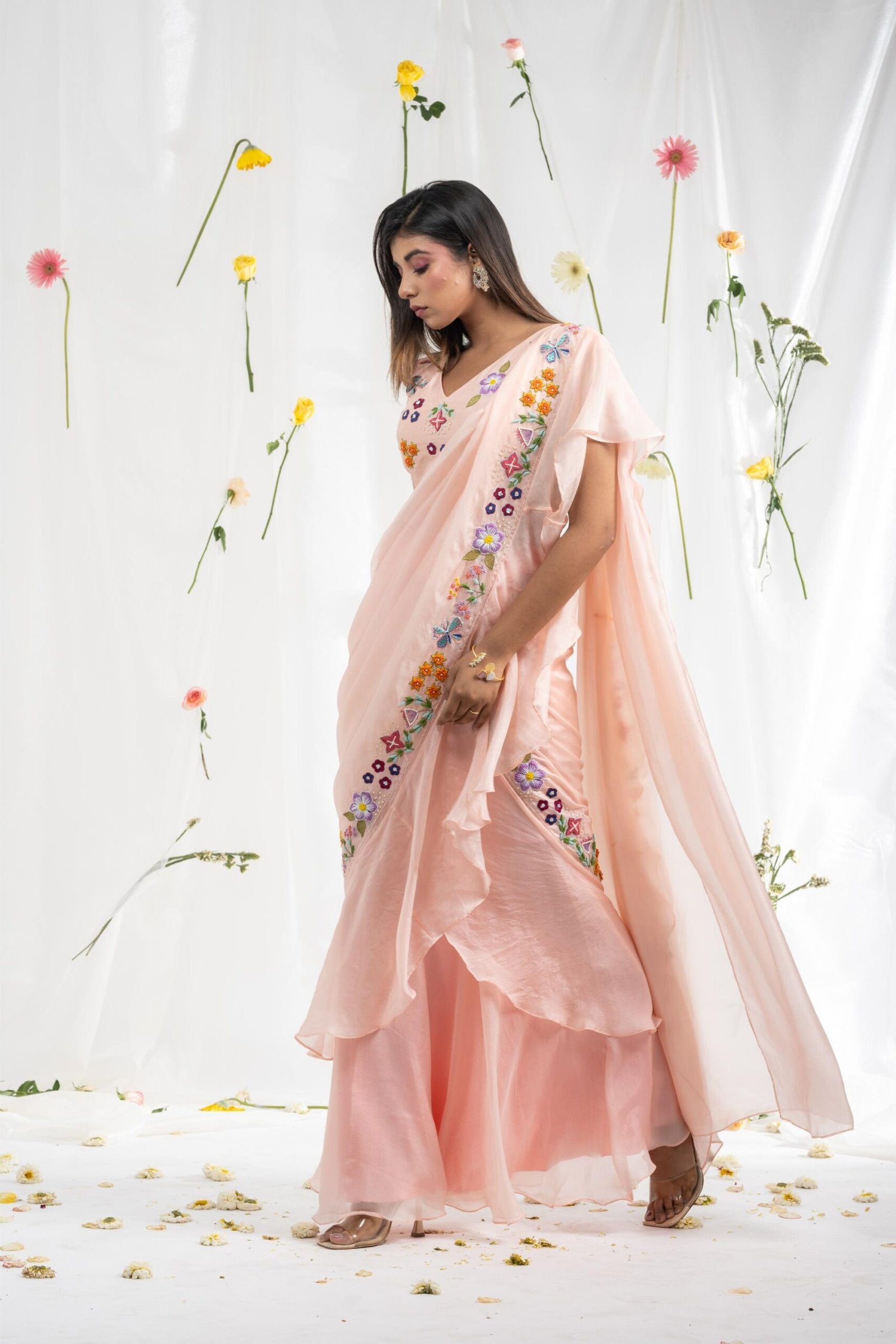 Freshia ruffle saree set