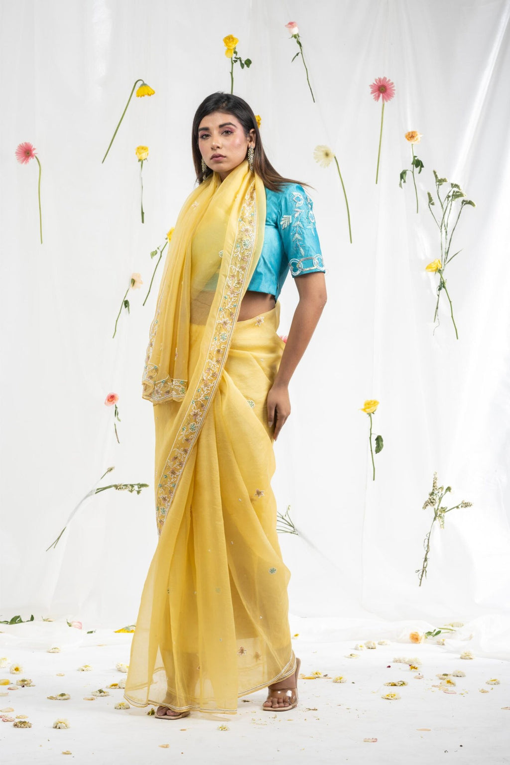 Yellow pearlsaree
