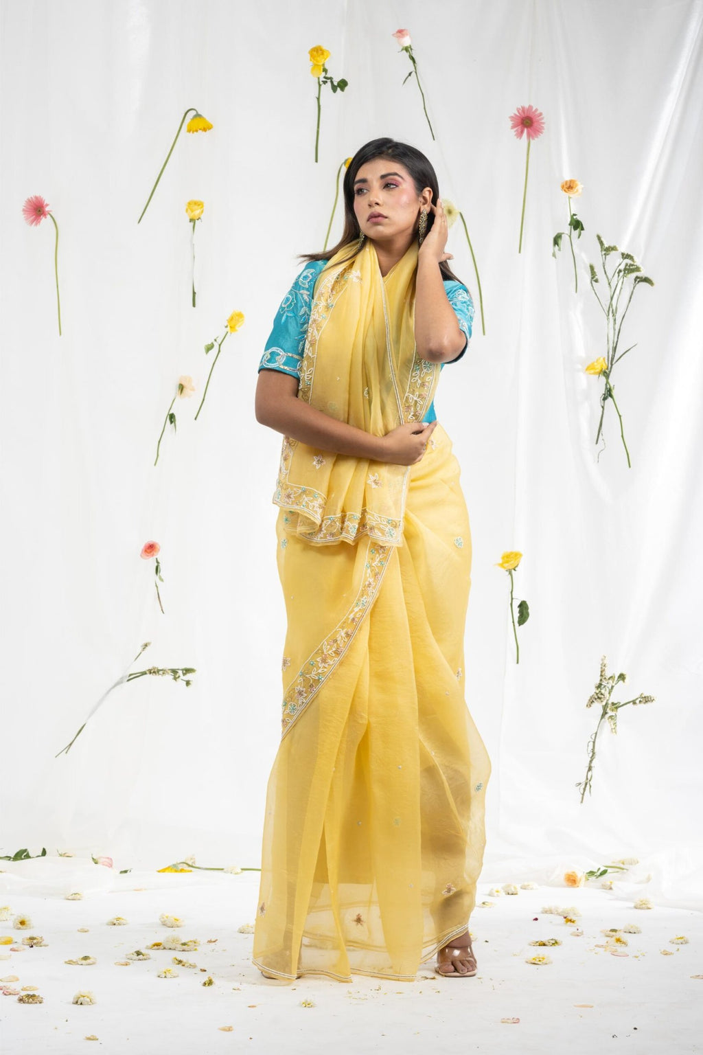 Yellow pearlsaree