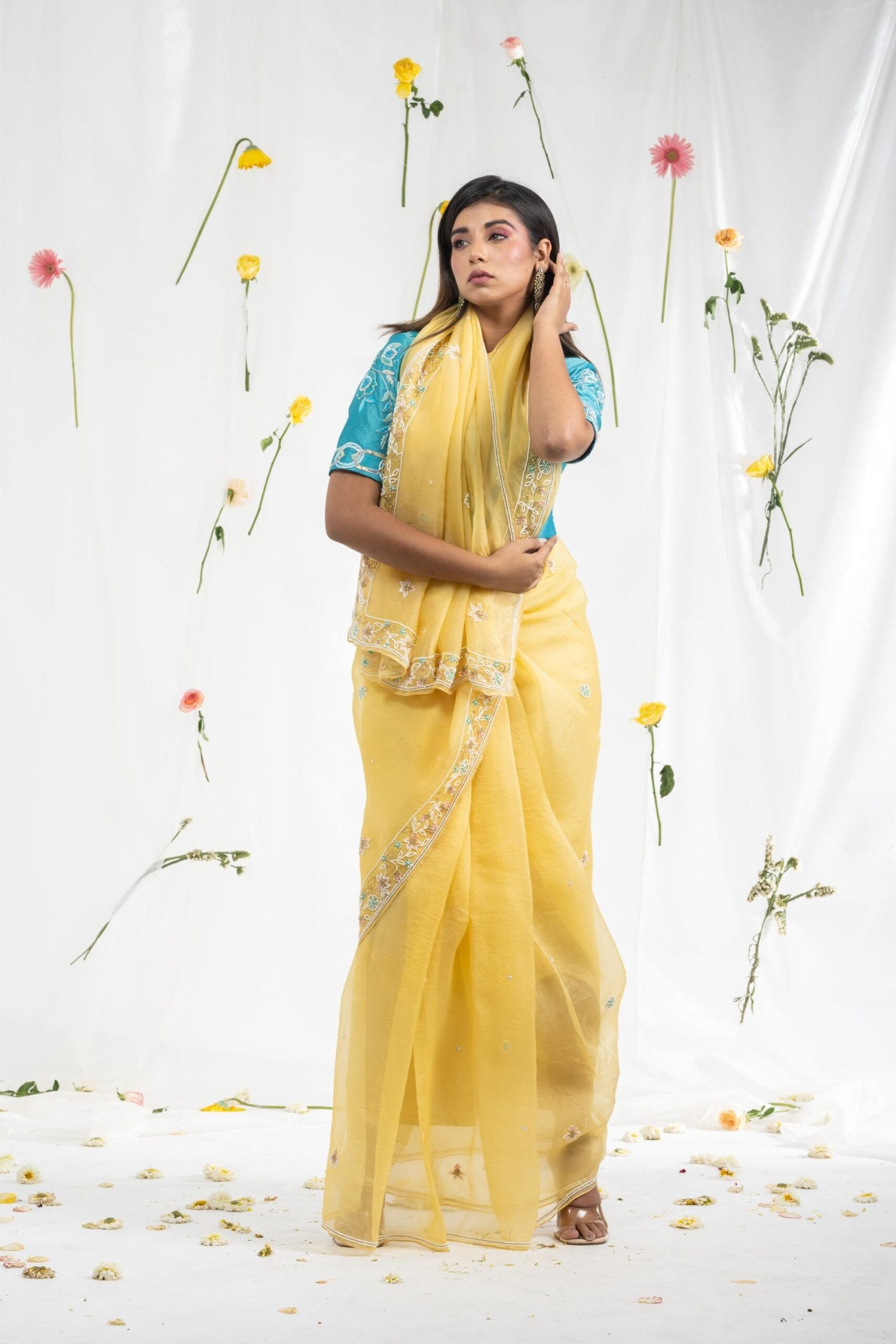 Yellow pearlsaree