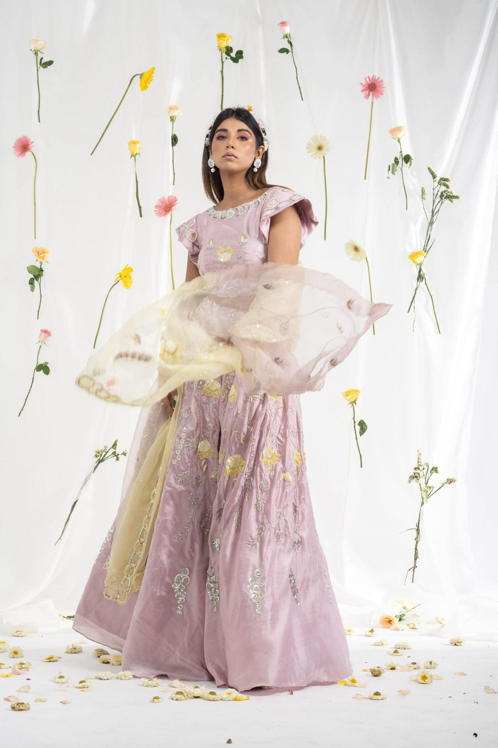 Mauve tulip lehenga set