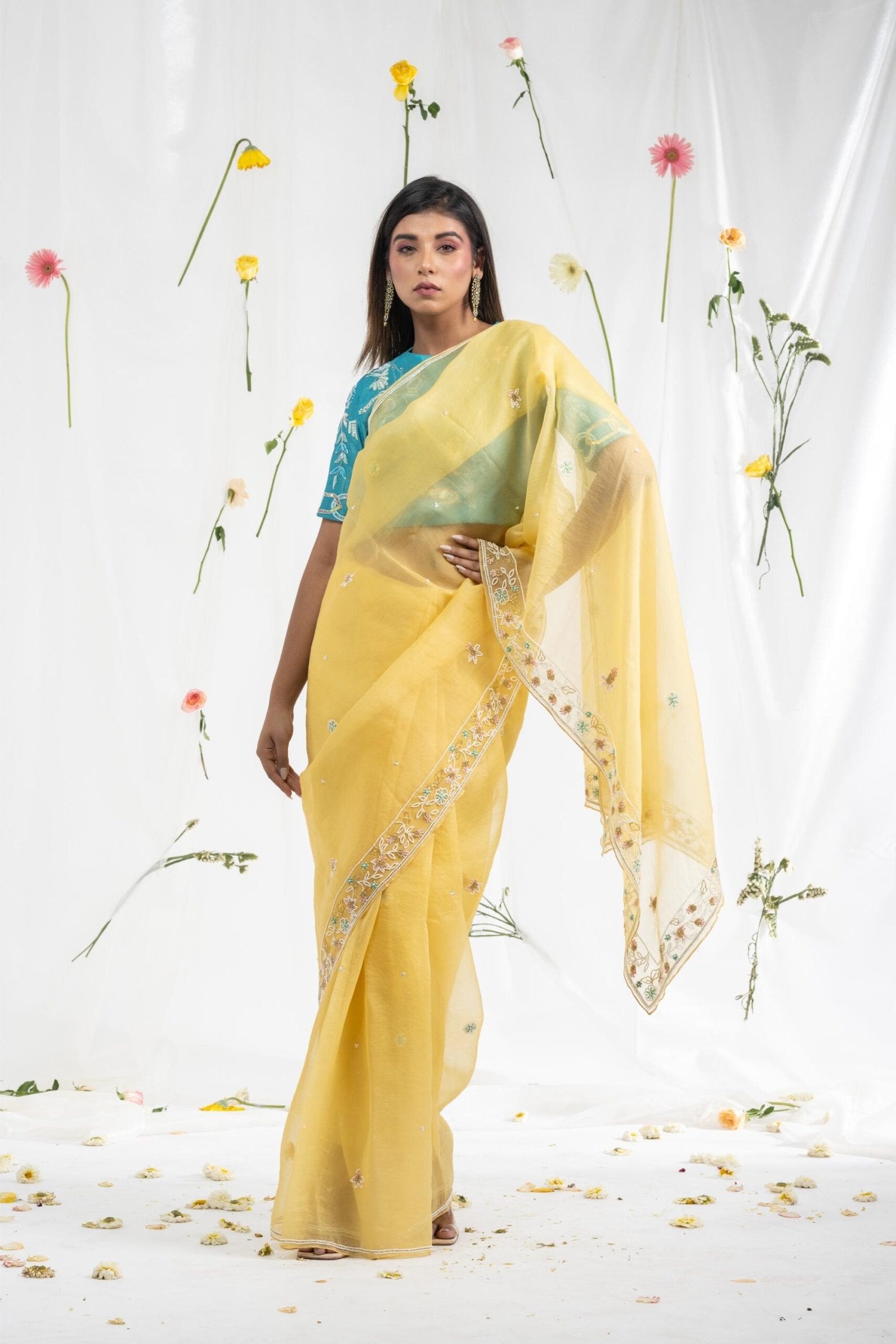 Yellow pearlsaree