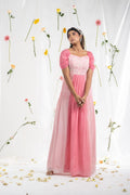 Dual tone drop sleeves gown