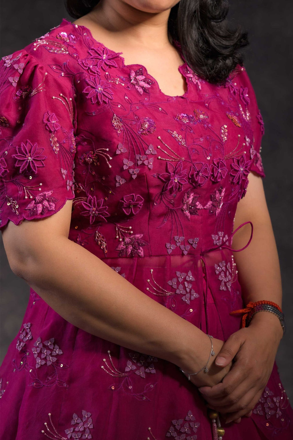 Wine coloured flared jacket with skirt
