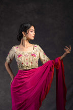 Double color ruffle saree