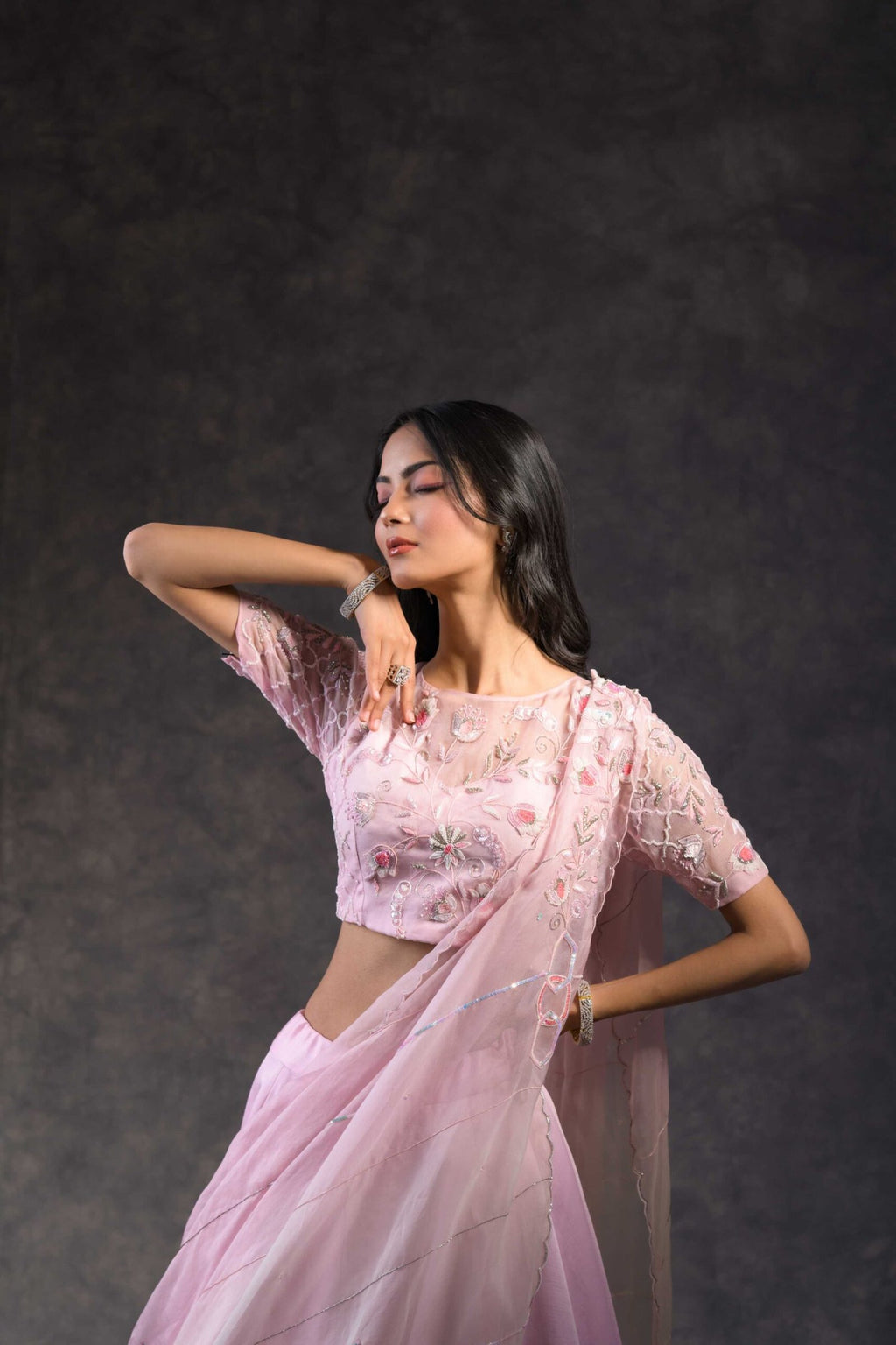 Tulip pink lehenga set