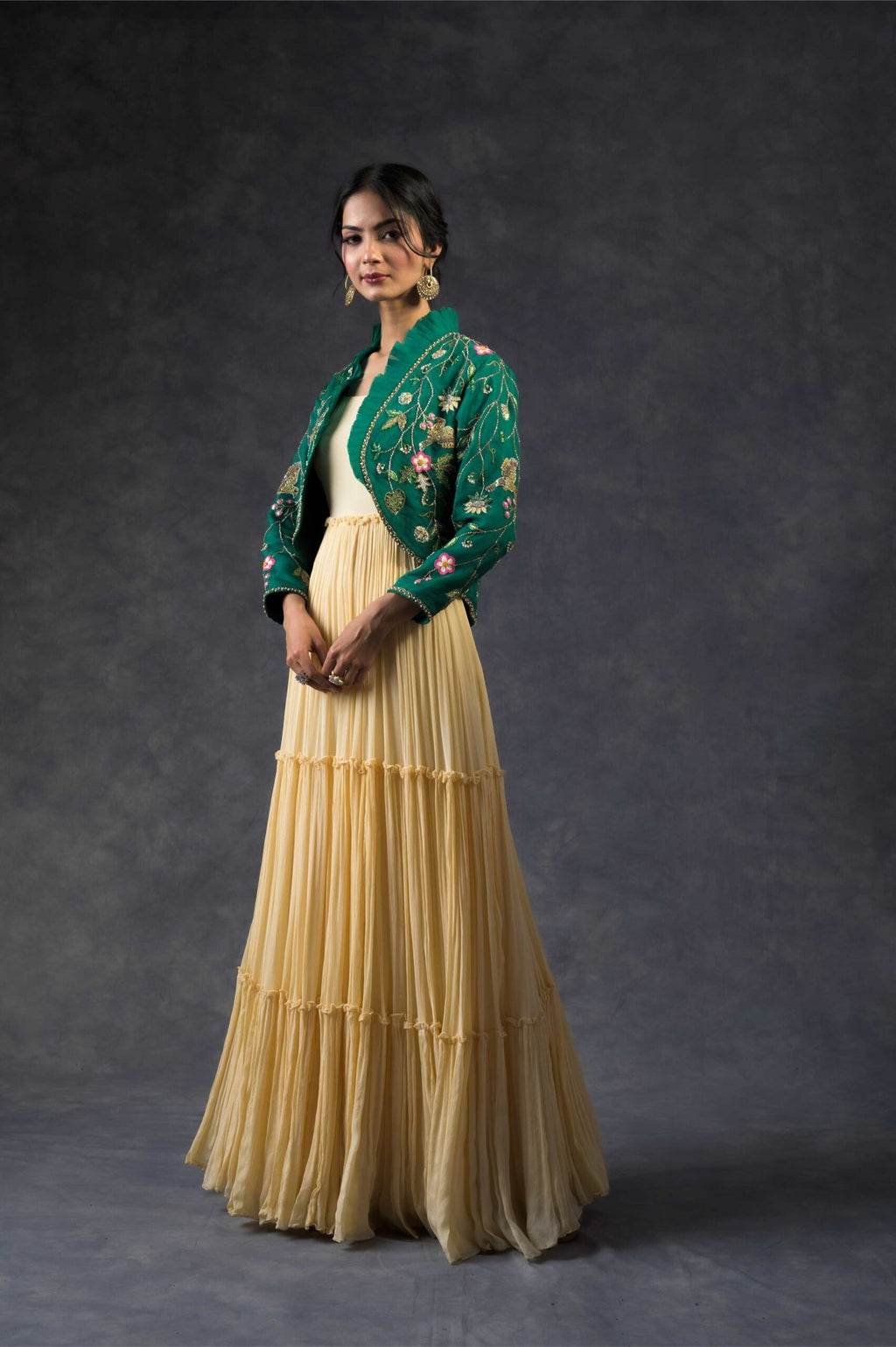 Tiered dress with open jacket