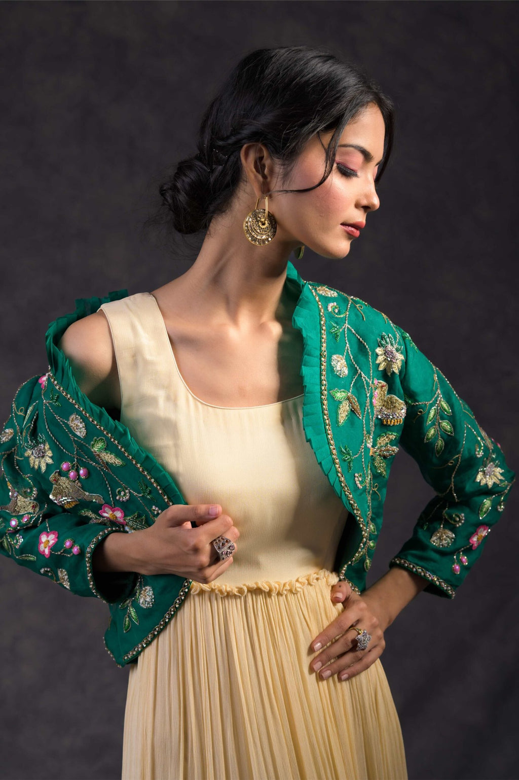 Tiered dress with open jacket