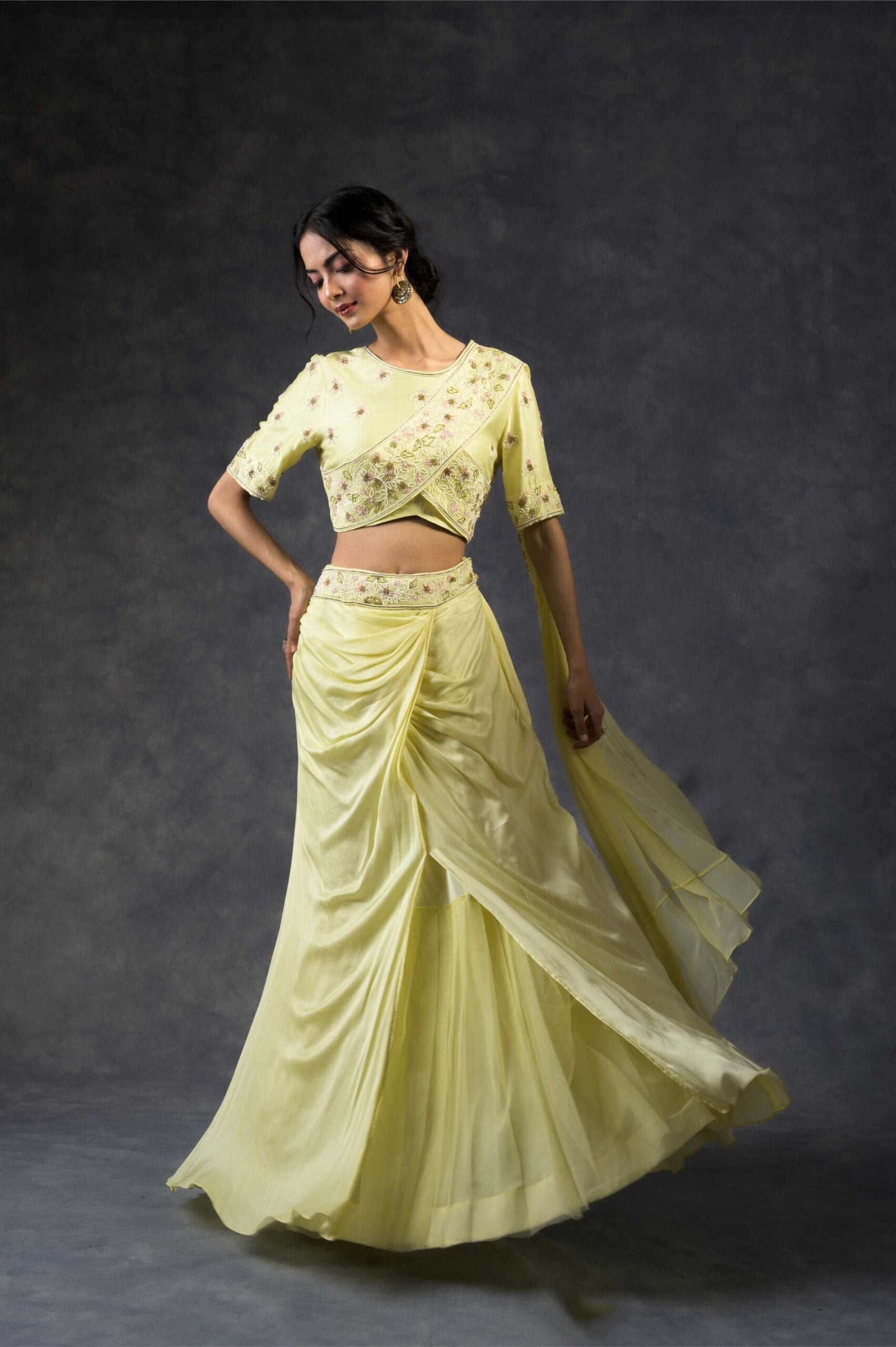 Drape skirt set