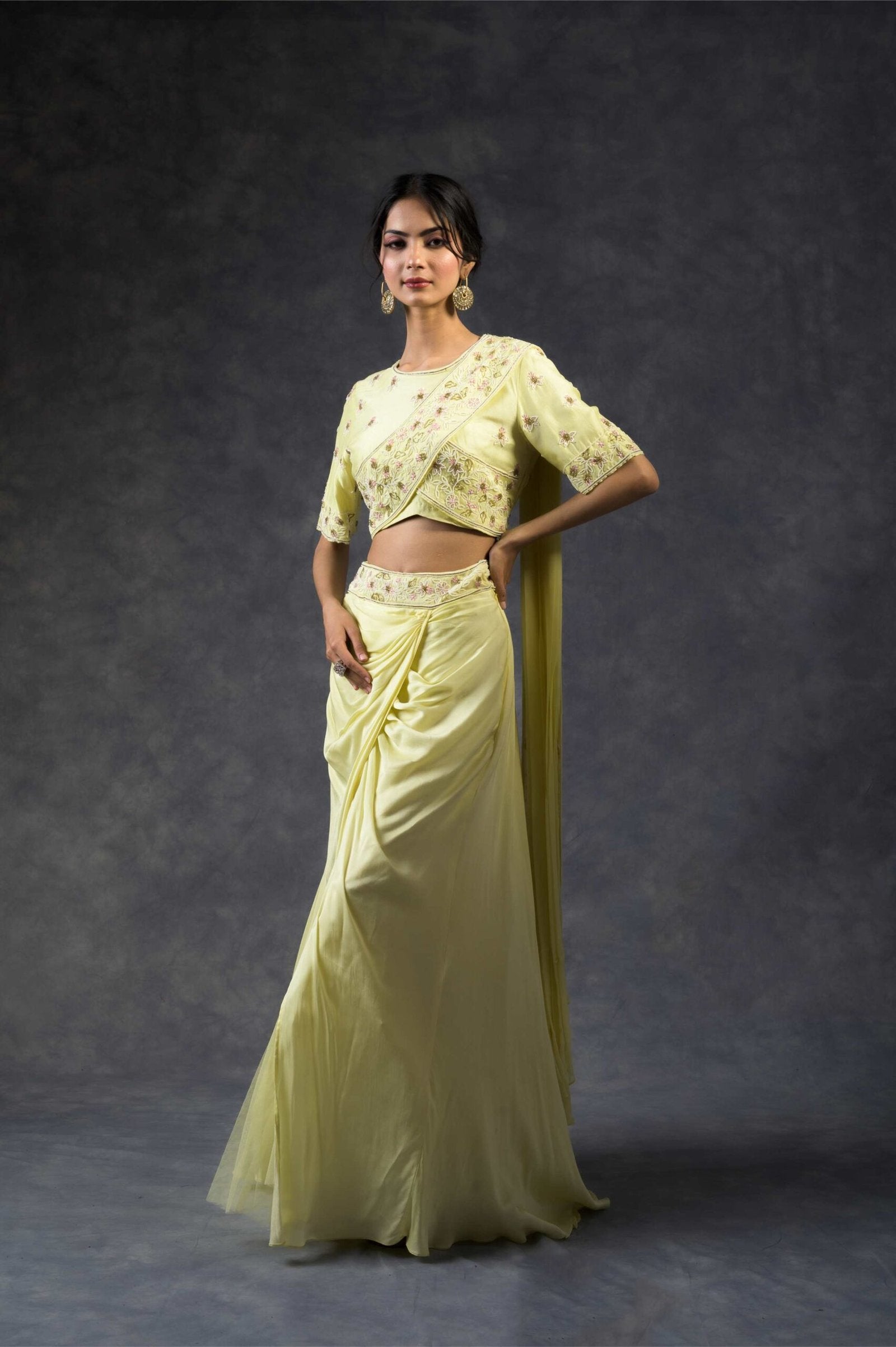 Drape skirt set