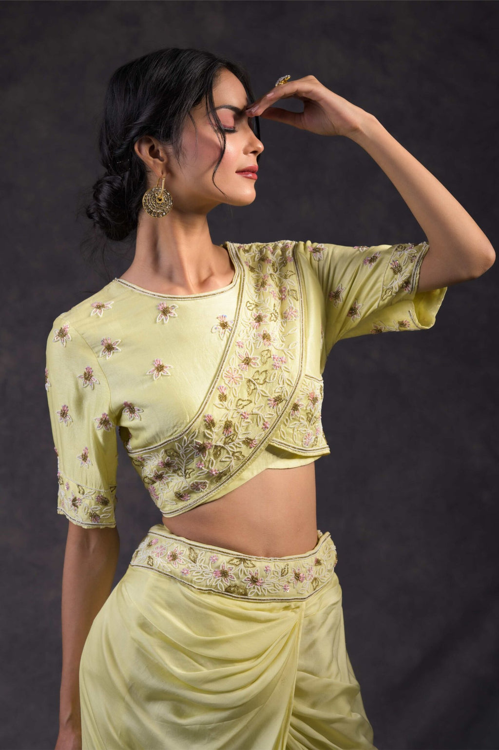 Drape skirt set