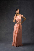 Peach drape gown