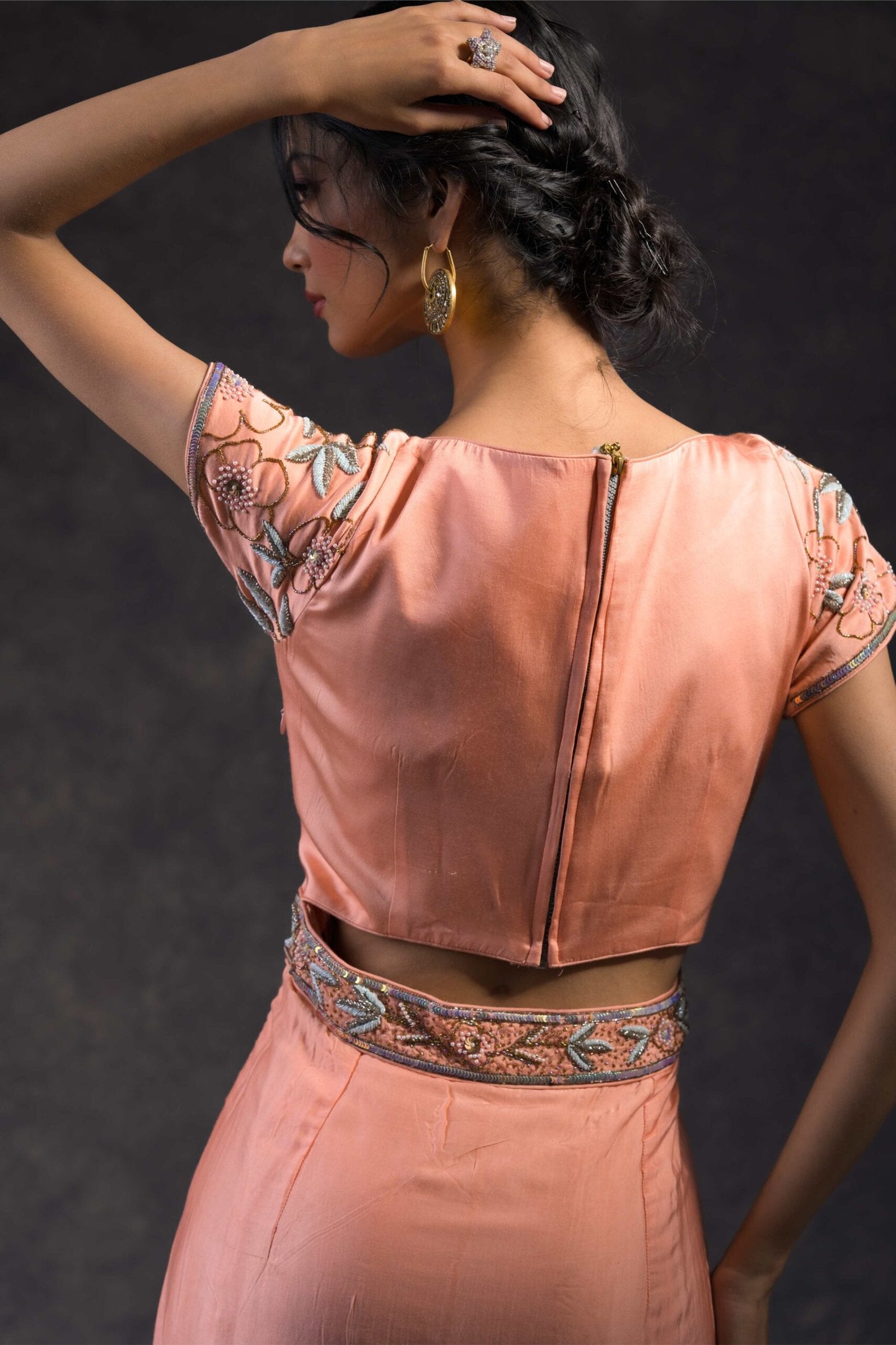 Peach drape gown