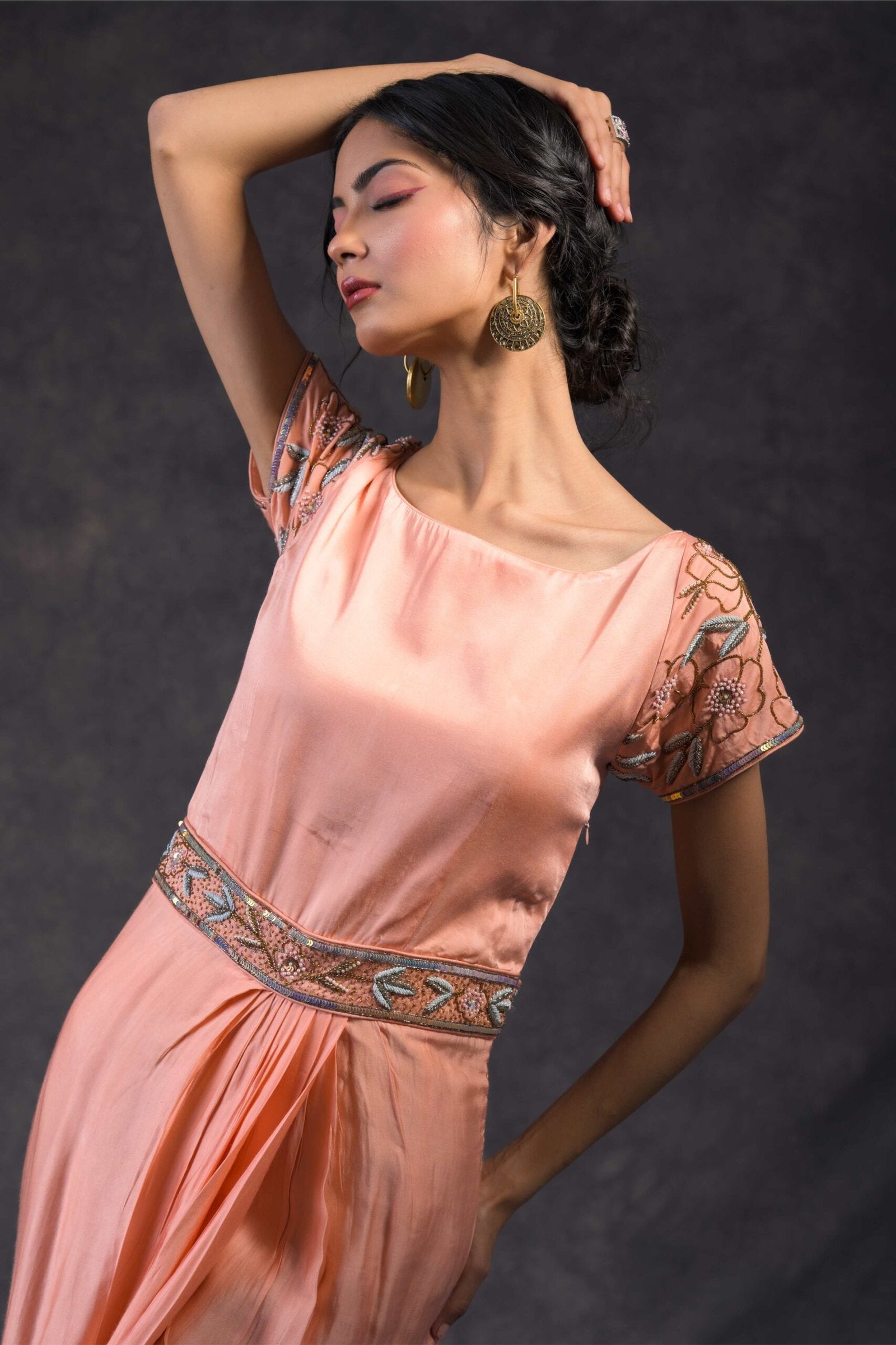 Peach drape gown