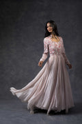 Pink rose flared gown