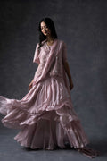 Blush Mauve ruffle saree