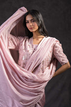 Blush Mauve ruffle saree