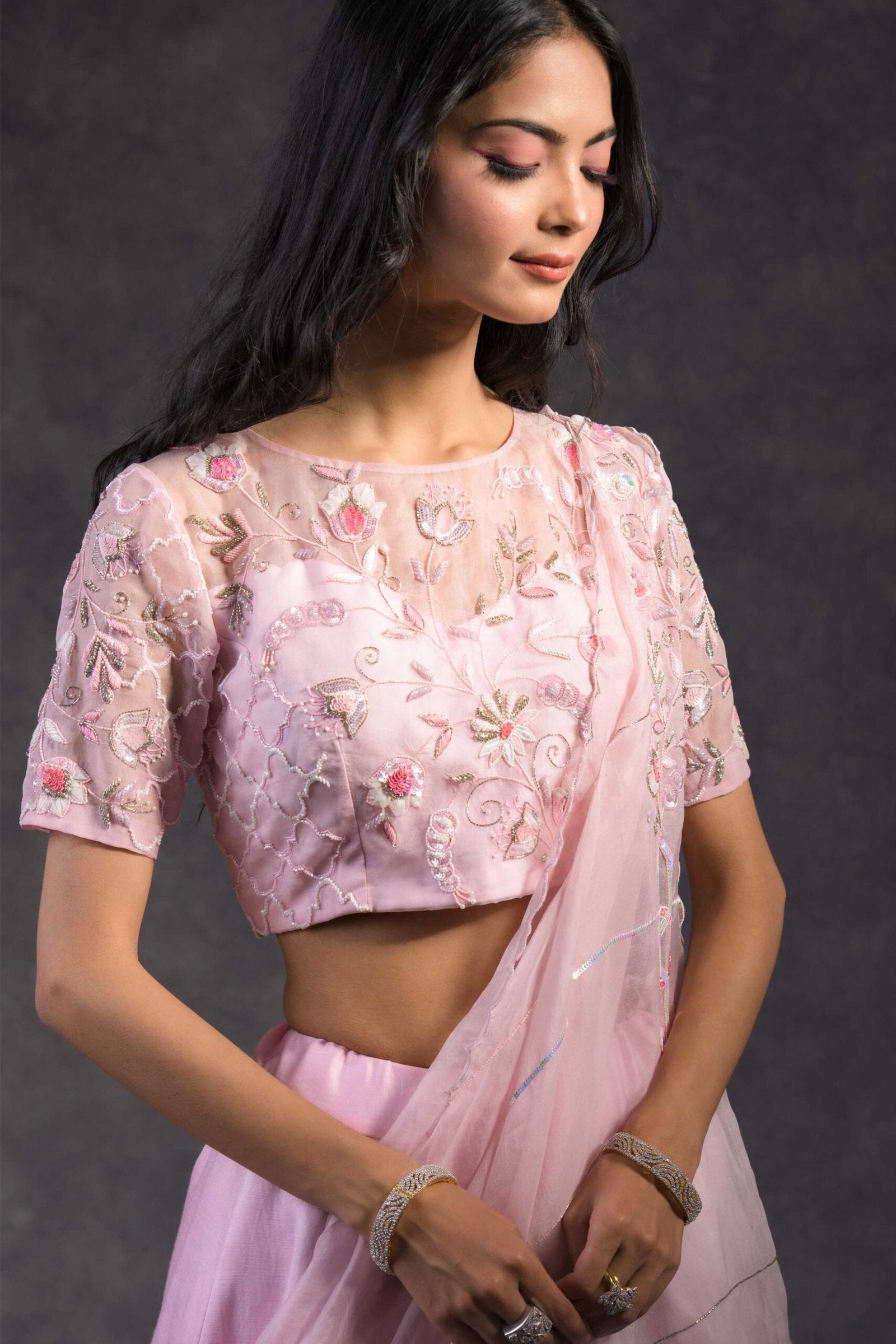 Tulip pink lehenga set