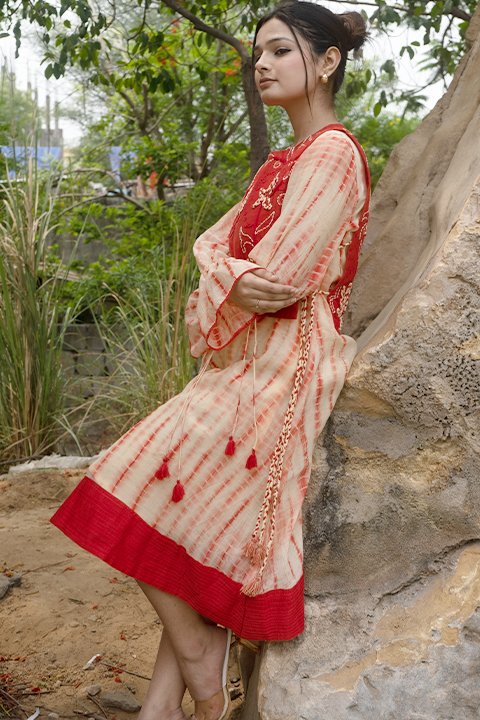 Shibori sash dress