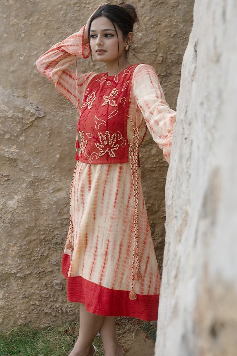 Shibori sash dress