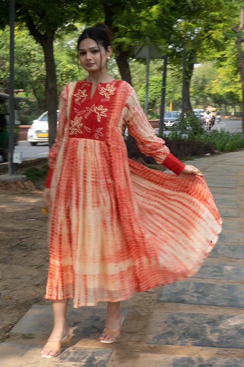 Shibori flared dress