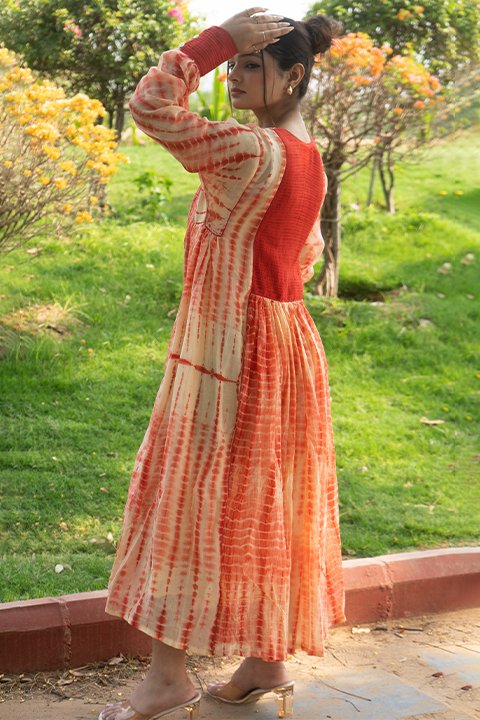 Shibori flared dress