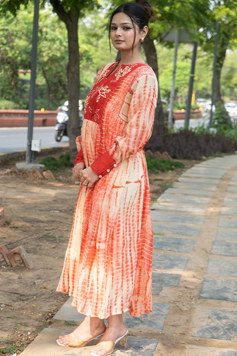 Shibori flared dress