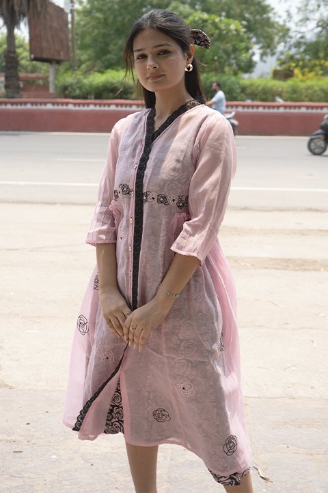 Rose front open dress