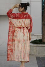 Shibori belted kaftan